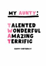 Cheeky Birthday Card - Aunty - Twat created by Pink Peach Cards