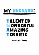 Cheeky Birthday Card - Husband - Twat created by Pink Peach Cards