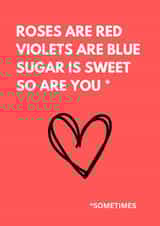 Cheeky valentine card for significant other-sugar is sweet so are you, sometimes created by LottieBee & Me
