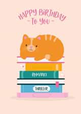 Super Cute Book & Cat lover Birthday Card created by Amy Cole
