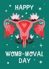 Happy Hysterectomy Card - Womb-moval pun created by Vallely Studios