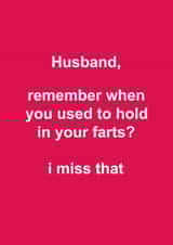 Funny Typography Valentines Day Card - for Husband - Hold Your Farts In created by Snarkologie