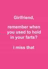 Funny Typography Valentines Day Card - for Girlfriend - Hold Your Farts In created by Snarkologie