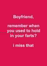Funny Typography Valentines Day Card - for Boyfriend - Hold Your Farts In created by Snarkologie