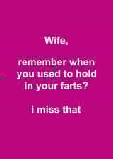 Funny Typography Valentines Day Card - for Wife - Hold Your Farts In created by Snarkologie