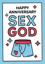 Naughty Anniversary Card - for Boyfriend or Husband – Sex God created by Paul Stevens