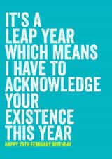 Cheeky Birthday card - February leap year created by Filthy Sentiments