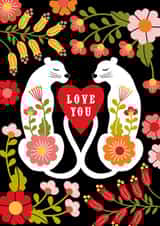 Arty Valentine's Day/Anniversary Card - Love You - Folk Flowers created by Maggie Magoo Designs