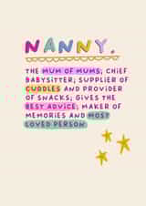 Cute Description Card To Give To A Special Nanny - Mum Of Mums created by Sarah Harding