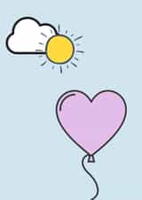 Cute heart balloon and sunshine card to send some love to that special person created by Oh Man!