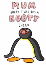 Funny Pingu Mothers Day Card - Naughty Child created by Bishop, Please!
