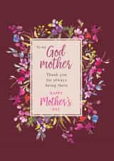 Classic Godmother Mother's Day card - painted floral frame created by Rebecca Prinn
