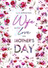 Classic Wife Mother's Day card - floral frame and bold type created by Rebecca Prinn