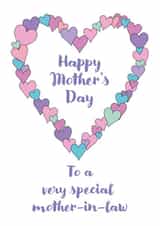 Cute Mother's Day Card - Mother-In-Law - Hearts Border created by size3art