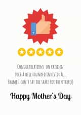 Funny Mother's Day Card, Grea job raising me, 5 stars, humour, review style created by Leah Foster