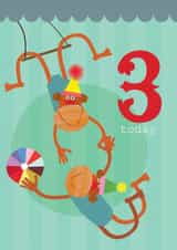 Cute Birthday card - Monkey - 3 Today created by Kali Stileman