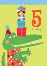 Cute Birthday card - Crocodile - 5 today created by Kali Stileman