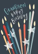 Colourful Birthday card - For Grandson - Candles created by Louise Tiler