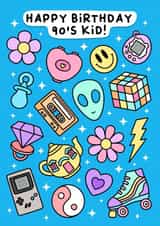 Cute Happy birthday Card - Nostalgia - 90’s kid created by Wafflemamaart