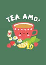 Cute Card for a Tea Lover - Tea Amo - Love and Anniversaries created by Mouse and Jam