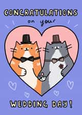 Congratulations on your Wedding Day - Cute Cats - Same Sex Marriage created by Wren & Wilson