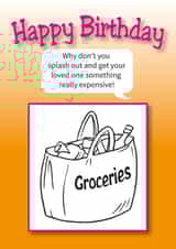 Funny 'expensive present' birthday card. created by Kirby Cards