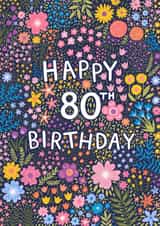 Pretty Birthday Card - Floral 80th created by Pear Tree Press