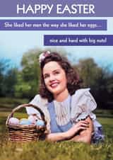 Funny Easter Card - Liked Her Men the Way She Liked Her Eggs created by Quitting Hollywood