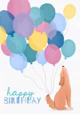 Cute Birthday Card - Cavapoo Dog - Balloons created by Sian Moore Illustration