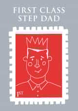 Cute Fathers Day Card - First Class Step Dad created by By Big Will Limited