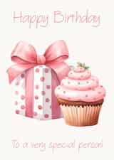 Happy Birthday to a Very Special Person Pink Gift Box and Cupcake created by Tanya Hall