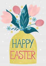 Easter card with Pretty Spring Flowers. created by Louise Brainwood