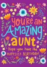 Pretty Birthday Card - Floral - Amazing Aunt created by Fox Card Co