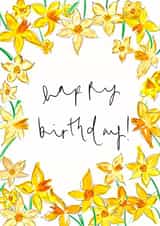 Pretty Birthday Card - Daffodil - Bright Yellow created by Bellynam Studio