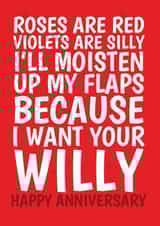 Naughty Anniversary Card - For Him - I Want Your Willy created by @Cupsie's Creations