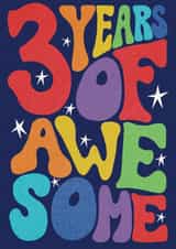 Fun 3rd Birthday Card - 3 Years Awesome created by Rebecca McConnachie