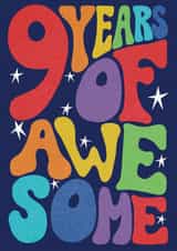 Fun 9th Birthday Card - 9 Years of Awesome created by Rebecca McConnachie