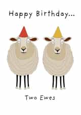 Funny Birthday Card - Punny Sheep wearing party hats created by Not at all Jack