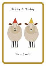 Funny Birthday Card - Punny Sheep wearing party hats created by Not at all Jack