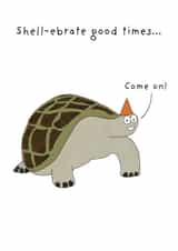 Cute Birthday Card -Tortoise Pun - Lets Shell-ebrate created by Not at all Jack