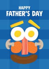 Funny fried breakfast Father's Day card – fry up – full English - bacon - eggs created by Stoats & Weasels