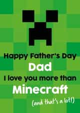 Funny Minecraft Gamer Father's Day Card for Dad - From Son - Pixel Gaming Card created by Tiger Feet Creations