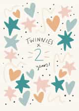 Cute Birthday Card - For 2-Year-Old Twins - Twinnies created by Nicola Scott