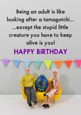 Funny Birthday Card - Adulting - Tamagotchi created by Bold & Bright Cards