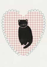 Cute Black Cat - Love Heart Card - Cat Lovers created by Courtney B.
