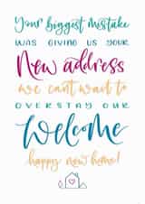Funny new home card for friends created by Magpie Designs UK