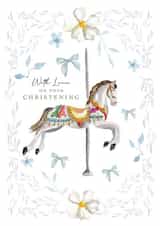 Pretty Christening Card - Boy - Traditional Horse created by Samantha