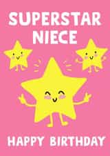 Cute Birthday Card - Niece - Superstar created by tea please