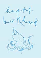 Pretty Birthday Card - Blue Octopus created by Bellynam Studio