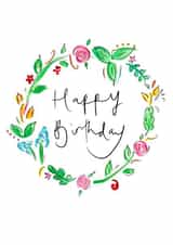 Pretty Birthday Card - Floral Wreath created by Bellynam Studio